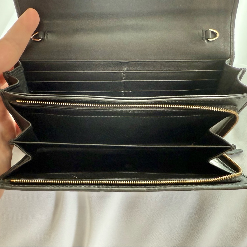 100% Authentic Gucci Guccissima Wallet On Chain- WOC- Black Leather Wallet - Picture 11 of 12